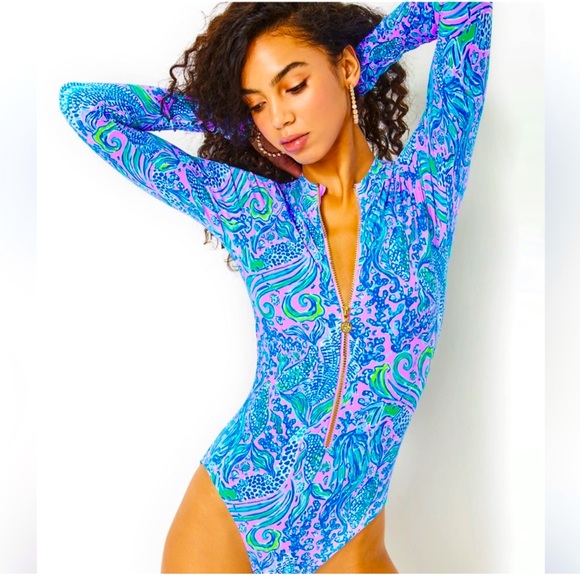 Lilly Pulitzer Lilac Rose We Mermaid It Randee Rashguard size 14 - Picture 1 of 10